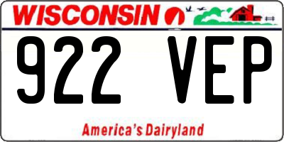 WI license plate 922VEP