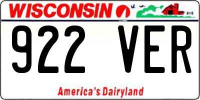 WI license plate 922VER