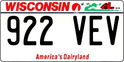 WI license plate 922VEV