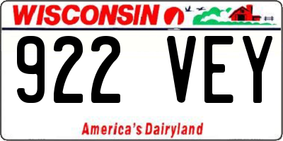 WI license plate 922VEY