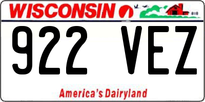 WI license plate 922VEZ