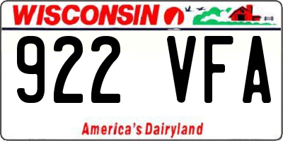 WI license plate 922VFA