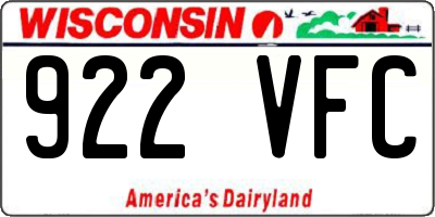 WI license plate 922VFC