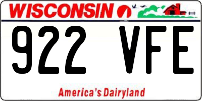 WI license plate 922VFE
