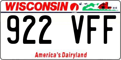 WI license plate 922VFF