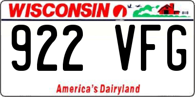 WI license plate 922VFG