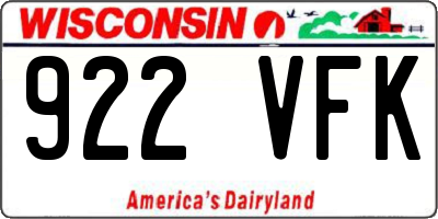 WI license plate 922VFK