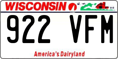 WI license plate 922VFM