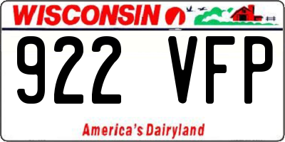 WI license plate 922VFP