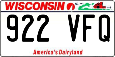 WI license plate 922VFQ