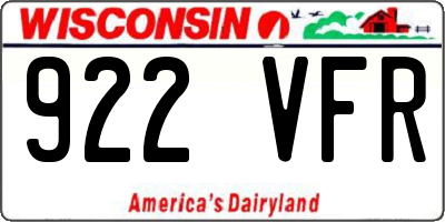 WI license plate 922VFR