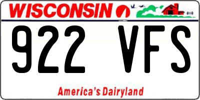 WI license plate 922VFS