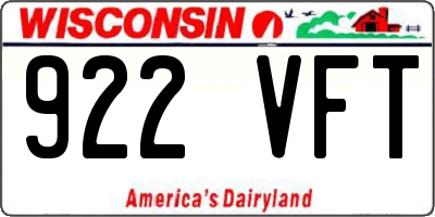 WI license plate 922VFT