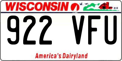 WI license plate 922VFU