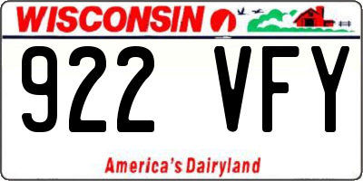WI license plate 922VFY