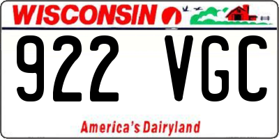 WI license plate 922VGC
