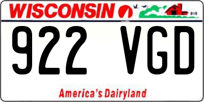 WI license plate 922VGD