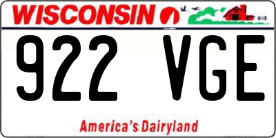 WI license plate 922VGE