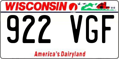 WI license plate 922VGF