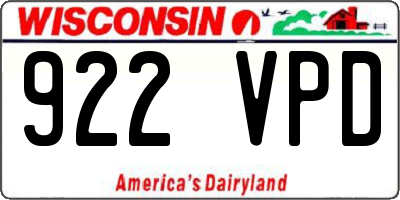 WI license plate 922VPD