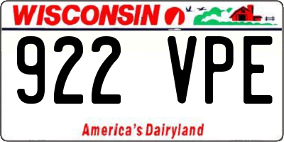 WI license plate 922VPE