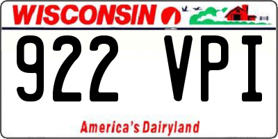 WI license plate 922VPI