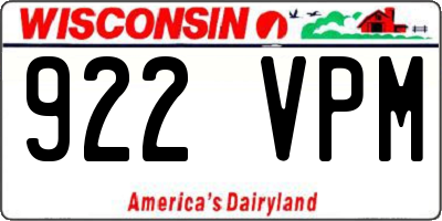 WI license plate 922VPM
