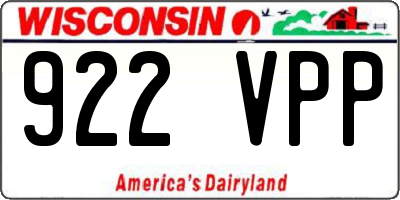 WI license plate 922VPP