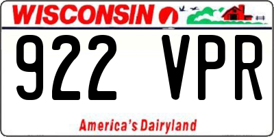 WI license plate 922VPR