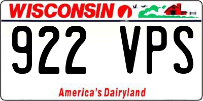 WI license plate 922VPS