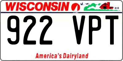 WI license plate 922VPT