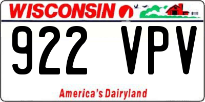 WI license plate 922VPV