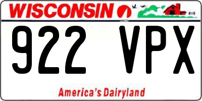 WI license plate 922VPX