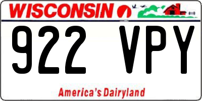 WI license plate 922VPY