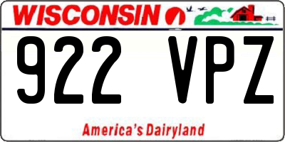 WI license plate 922VPZ