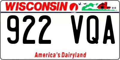 WI license plate 922VQA