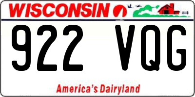 WI license plate 922VQG