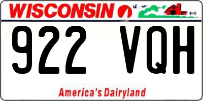 WI license plate 922VQH