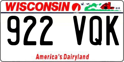 WI license plate 922VQK