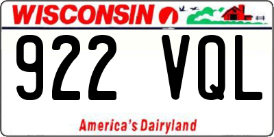 WI license plate 922VQL