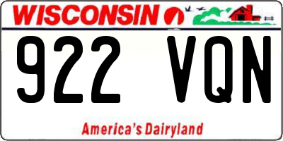 WI license plate 922VQN