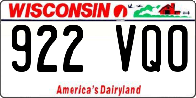 WI license plate 922VQO