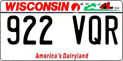 WI license plate 922VQR