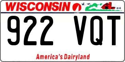 WI license plate 922VQT