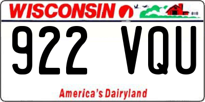 WI license plate 922VQU