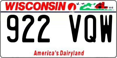 WI license plate 922VQW
