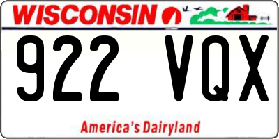 WI license plate 922VQX