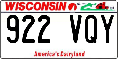 WI license plate 922VQY