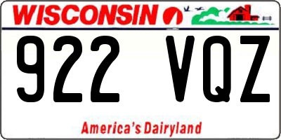 WI license plate 922VQZ