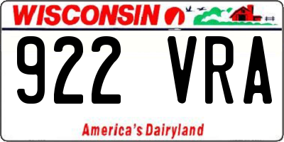 WI license plate 922VRA
